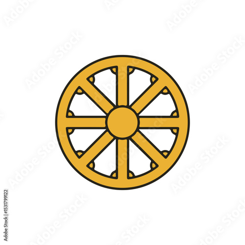 flat vector icon of religious festival asalha puja, Wheel of Dharma, suitable for design and infographic applications