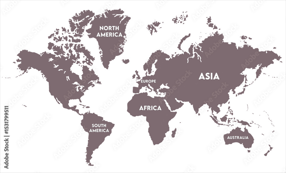 Obraz premium Minimalist world map vector-04, world map, modern world map graphic, Countries Silhouettes Stock Illustrations, Vectors