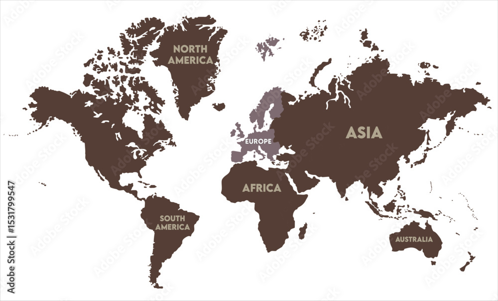 Obraz premium Minimalist world map vector-06, world map, modern world map graphic, Countries Silhouettes Stock Illustrations, Vectors
