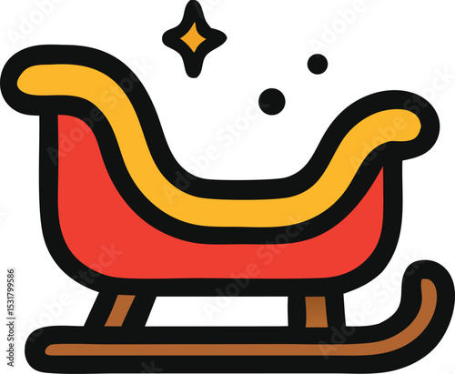 Icon Festive Santa's sleigh illustration with star and sparkles, embodying Christmas spirit and holiday cheer