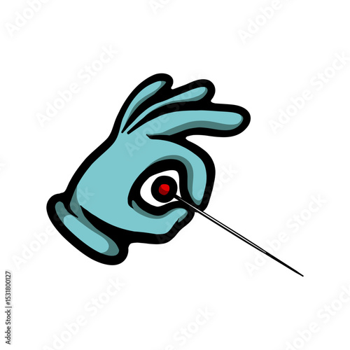 Hand holding needle cartoon vector illustration