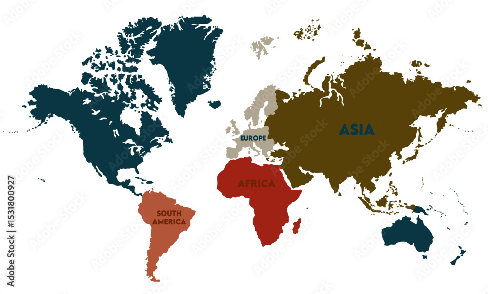 Obraz premium Vector global map-03, world map, modern world map graphic, Countries Silhouettes Stock Illustrations, Vectors