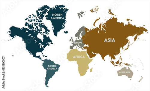 Vector global map-02,  world map, modern world map graphic, Countries Silhouettes Stock Illustrations, Vectors
