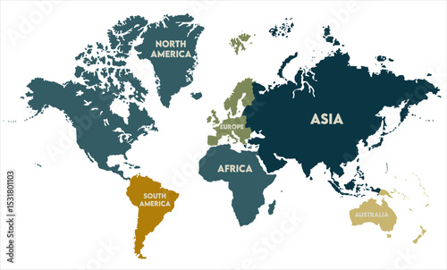 Vector global map-08,  world map, modern world map graphic, Countries Silhouettes Stock Illustrations, Vectors