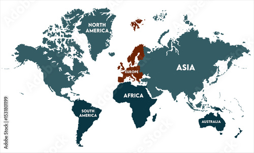 Vector global map-12,  world map, modern world map graphic, Countries Silhouettes Stock Illustrations, Vectors