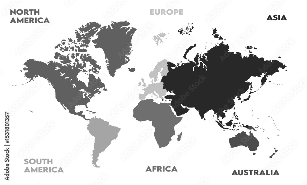 Fototapeta premium Vector map-04, world map, modern world map graphic, Countries Silhouettes Stock Illustrations, Vectors