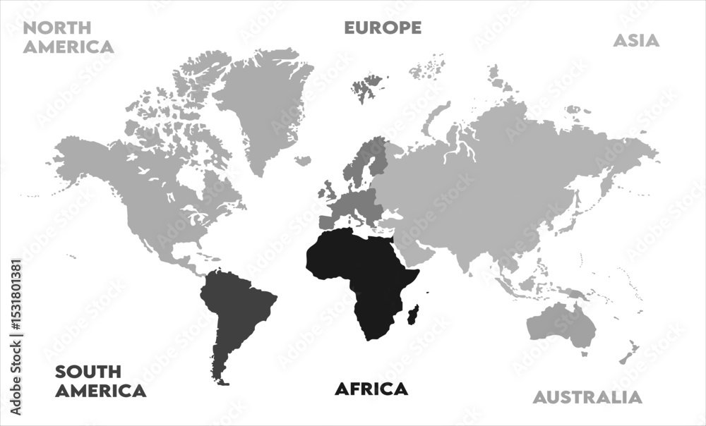 Naklejka premium Vector map-06, world map, modern world map graphic, Countries Silhouettes Stock Illustrations, Vectors