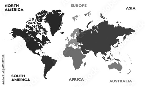 Vector map-02,  world map, modern world map graphic, Countries Silhouettes Stock Illustrations, Vectors