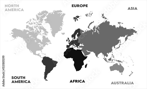 Vector map-07,  world map, modern world map graphic, Countries Silhouettes Stock Illustrations, Vectors