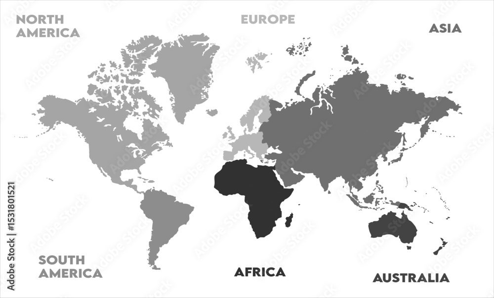 Naklejka premium Vector map-12, world map, modern world map graphic, Countries Silhouettes Stock Illustrations, Vectors