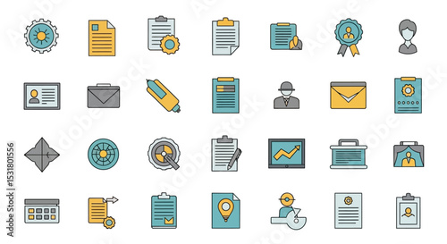 Professional Business Icon Set Flat Design for Presentations and Websites