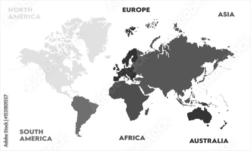 Vector map-13,  world map, modern world map graphic, Countries Silhouettes Stock Illustrations, Vectors