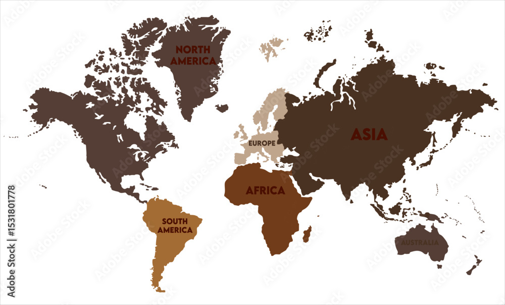 Obraz premium World map vector-03, world map, modern world map graphic, Countries Silhouettes Stock Illustrations, Vectors