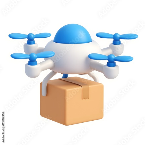 3D Delivery Drone Carrying Package