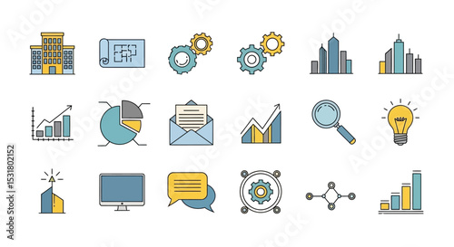 Business Growth Icons  Marketing, Finance, and Strategy Visuals