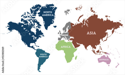 World map-02,  world map, modern world map graphic, Countries Silhouettes Stock Illustrations, Vectors