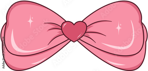Elegant Pink Ribbon Bow Illustration, Pink Ribbon Bow for Decoration