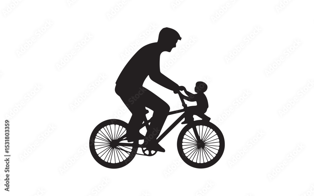 Fototapeta premium Father's Day silhouette of a girl with a bike