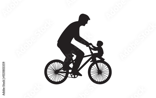 Father's Day silhouette of a girl with a bike