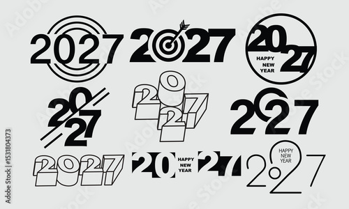 2027 Happy New Year Background Design. Greeting Card, Banner, Poster. Vector Illustration.