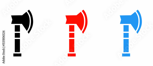Axe icon illustration set with colorful. Stock vector.