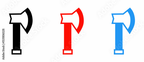 Axe icon illustration set with colorful. Stock vector.