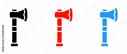 Axe icon illustration set with colorful. Stock vector.