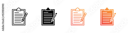 Clipboard Writing Multiple Style Icon Set 