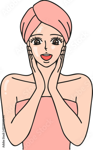 A woman with a glow on her skin after skincare