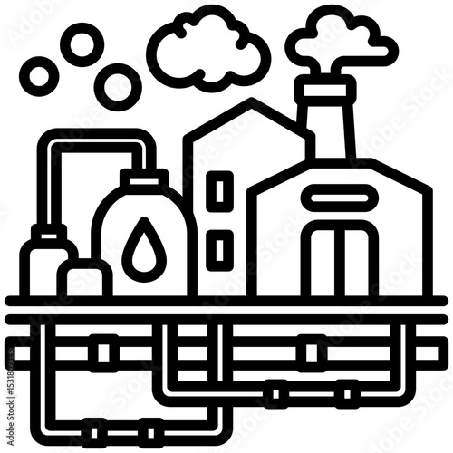 Oil Refinery Emission Icon