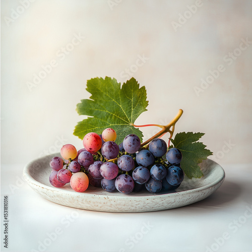 white background red grapes, product photography , ai generated images.