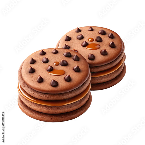Chocolate pancakes isolated, and a set of tasty cakes isolated