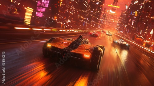 A holographic racing game where players control futuristic vehicles