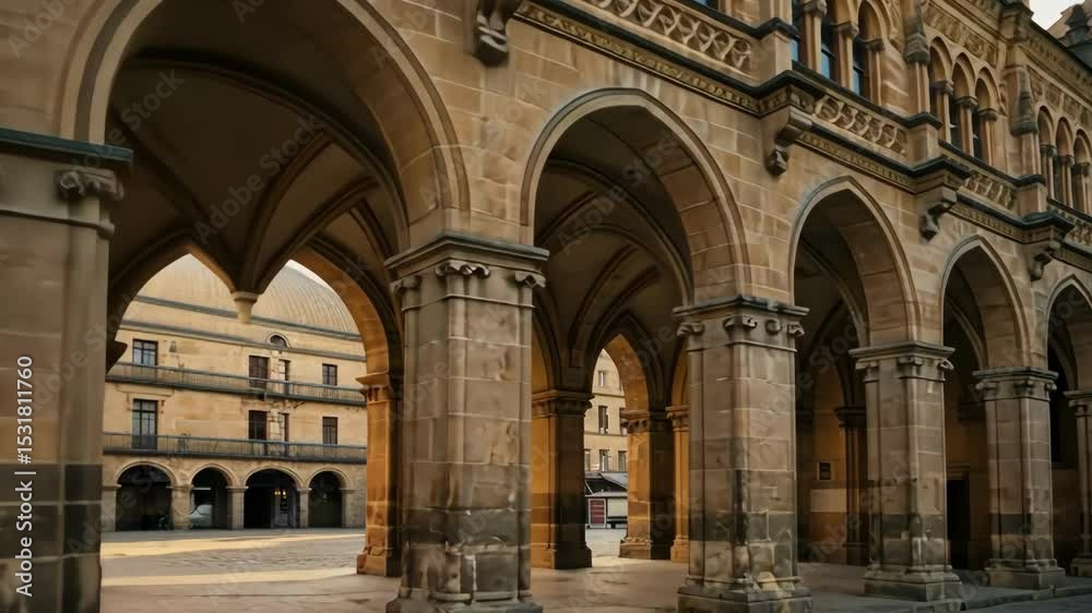 A stunning architectural view featuring ornate arches and sunlight. A stunning architectural view featuring ornate arches and sunlight.