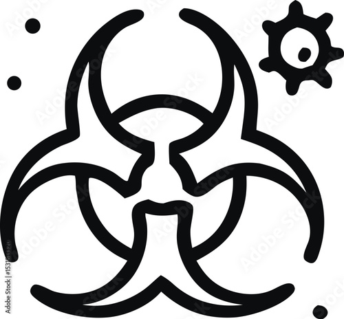 Icon Biohazard symbol with virus particle illustration for health and safety awareness in scientific environments