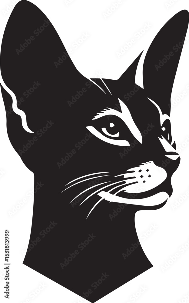 Obraz premium cat head vector, cat head vector illustration, cat head silhouette vector isolated on white background