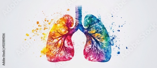 Abstract watercolor illustration showcasing the beauty and intricacy of human lungs