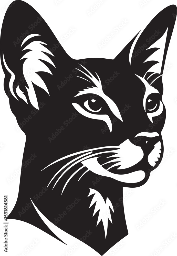 Obraz premium cat head vector, cat head vector illustration, cat head silhouette vector isolated on white background