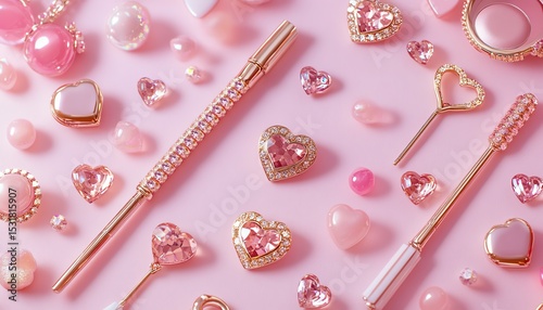 Stylish pink accessories on a soft background.