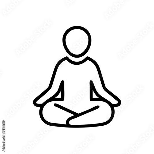 Simplified icon of a person meditating in a serene posture  