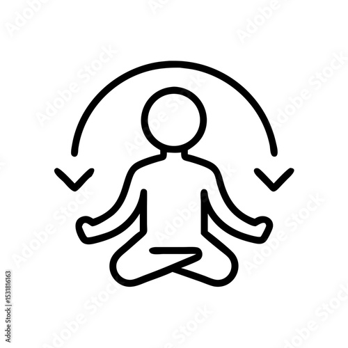 Simple line illustration of a person meditating for wellness  