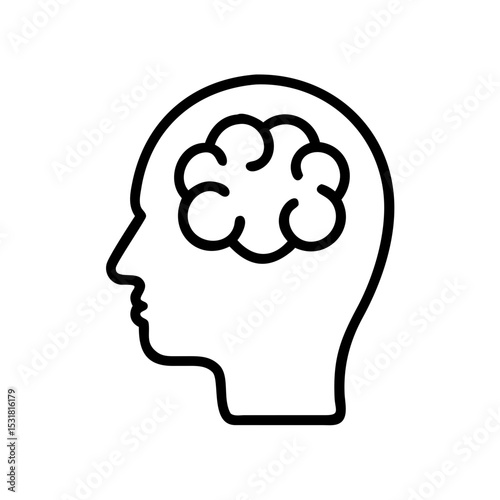Outline of human head with brain symbolizing open mind concept  