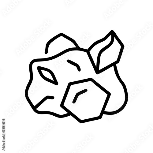Abstract line drawing of mineral ore with geometric shapes  