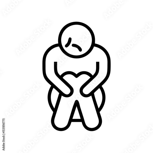 Sad person holding knees and sitting on the floor in distress  
