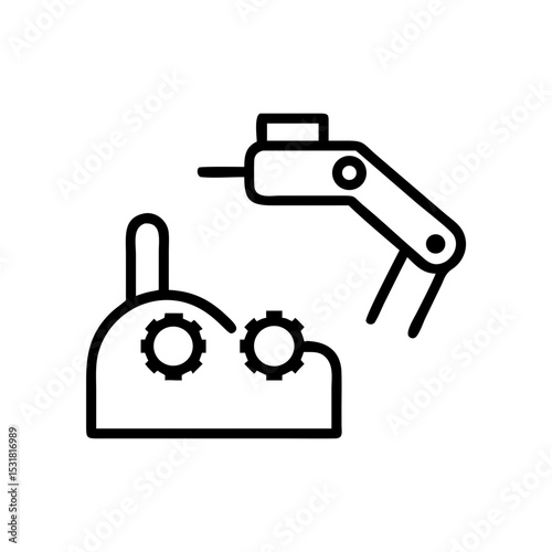 Industrial robot arm working on machinery in a minimalistic design  