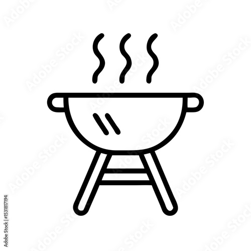 Barbecue grill with steam rising in a minimalistic design  