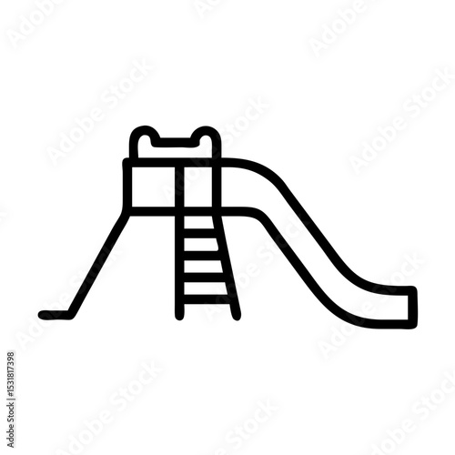 Outline of a playground slide with ladder in a simple style  