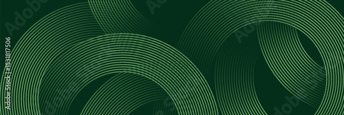 Dark green abstract background with diagonal rounded lines. Geometric stripe line art design. Simple geometric pattern. Modern graphic element. Suit for banner