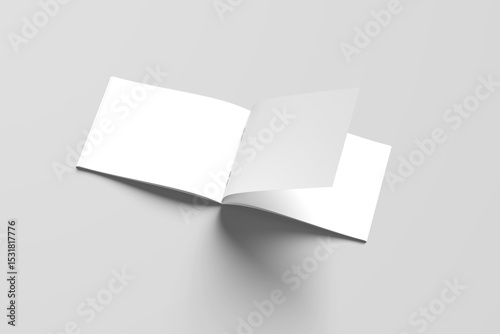 Flyer a4 with Soft cover landscape brochure, magazine, book or catalog mock up, White blank sheets of a4 paper, Transparent background.