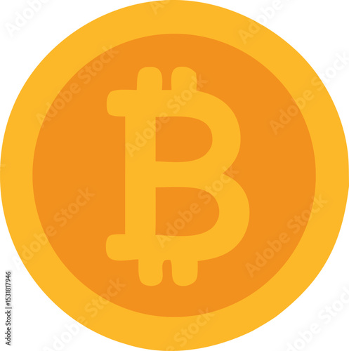 Icon Golden bitcoin illustration featuring a large letter B on a coin, isolated on white for digital currency concepts and blockchain technology.